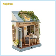 Miniature Coffee Shop Wooden Miniature Cafe Model 3D Puzzle Model Kit Vintage Relaxing for Hobbyists