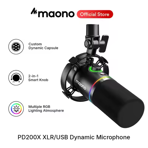 maono PD200X XLR\USB Dynamic Microphone for Gaming Recording Streaming Youtube Metal Mic with Softwa