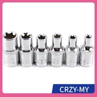 [CRZY]6pcs 1/4 Inch  for Torx Star Female Bit E Socket Set E4 E5 E6 E7 E8 E10 Hand Tools