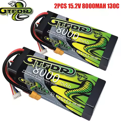 GTFDR 2PCS Battery Lipo 2S 3S 4S 7.6V 11.4V 15.2V 8000mAh 130C 260C 140C 280C HV Hardcase For Rc 1/8