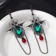Cross-Border European and American Simple Bat Tassel Inlaid Diamond Earrings Three-Dimensional Hollo