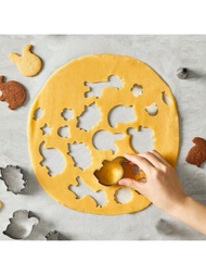 1入不鏽鋼餅乾模具,糕點麵團切割器,翻糖/餅乾/巧克力/肥皂集郵工具,兒童diy廚房和餐廳蔬果麵團切割機