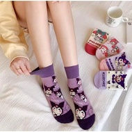 5 pairs kuromi mid cut cotton socks teen adult women