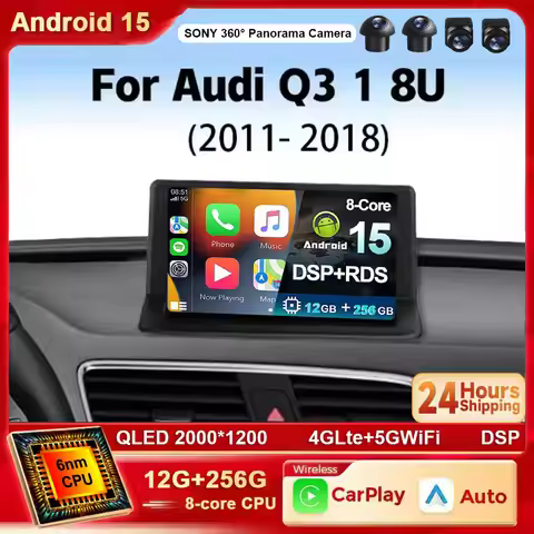 Android 15 For Audi Q3 1 8U 2011 - 2018 2K QLED Car Radio Multimedia Video Player GPS Stereo CarPlay