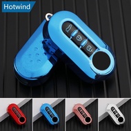 HW Car Flip Key Case Cover TPU Auto Shell Fob 3 Buttons for Fiat Ducato 500 500L Panda Grande Punto 