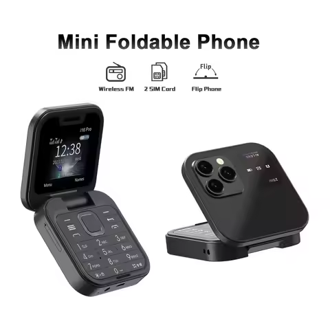 New i16 Pro Small Foldable Mobile Phone Auto Call Record Speed Dial FM Radio Mini Flip Phone 2 SIM C