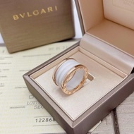 BVLGARI寶格麗白陶瓷玫瑰金戒指四環15港碼