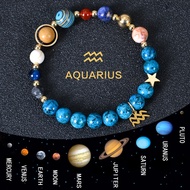 Jewelry: 12 Zodiac Signs Blue Stone Bracelet, 8mm Natural Stone, Eight Planets Beaded Bracelet XMBE
