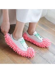 1對加厚可拆式懶人鞋套,適用於木質地板,踢趾,保暖,靜音,拖鞋使用清潔布製成