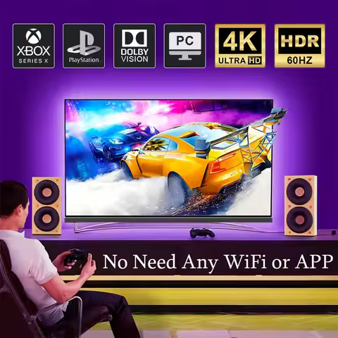 Ambient TV Backlight Sync to Screen for 40-85inch TV, Real-Time Sync LED Light Strip, TV RGB Gaming 