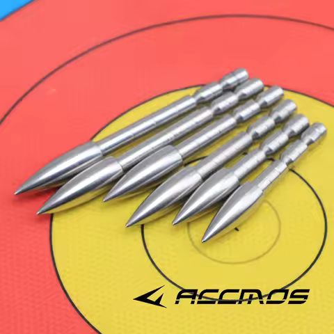 12pc Archery ID 4.2mm 80/100/120/150/170/200gn Arrow Head Target Arrow Tip Stainless Steel Bullet Po