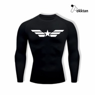 Captain America Long Sleeve Compression Shirt Captain America Long Sleeve Tight Compression Sports S