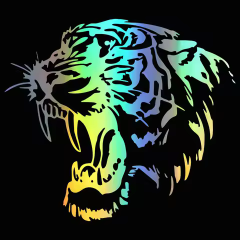 Reflective Car Sticker Decals TIGER Head Hood Of Car And Motorcycle Side Car Stickers Steller Black/