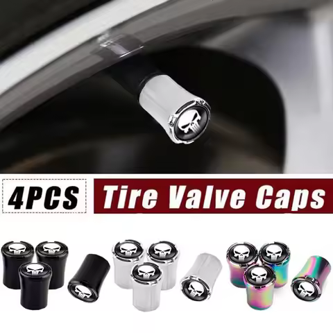 4pcs Miniso Marvel Anime Cartoon Punisher Universal Car Wheel Tire Valve Stem Caps for Maserati Ferr