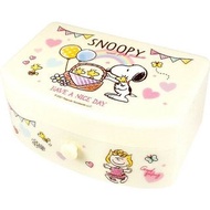 PEANUTS Snoopy 史努比 日版 塑膠 開合 首飾盒 飾物盒 抽屜盒 鏡櫃 化妝鏡 收納盒 置物盒 附鏡 史奴比 史諾比 (2021年款) (粉黃款)