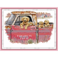 Joy Sunday Stamped Cross Stitch Ktis DMC Threads Cross Stitch Set DIY Needlework Embroidery Kit-Golden Retrievers