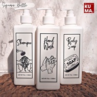 Refillable SQUARE BOTTLE PUMP BODY WASH, SHAMPOO &amp; CONDITIONER 500ML | Aesthetic bottle refill | Refillable Bath Soap Bottle | Refill conditioner Shampoo Bottle | Pump Bottle 500ml