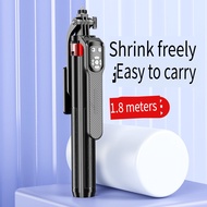 185cm Aluminum 4-Leg Selfie Stick Tripod Phone Floor Stand with Rechargeable Remote Fill Light Live 