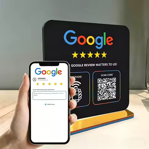 Custom Google Review Sign With Stand Scan QR Code Business Decor Acrylic Google Review NFC QR Code S