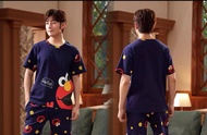 #sarah Terno Pajama for Aduit Sleepwear Set for women Navy blue Elmo (M-XL Free size)