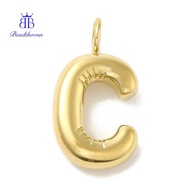 1pc Ion Plating(IP) 304 Stainless Steel Pendants golden Balloon Letter Puff Initial Letter C 24x13x5