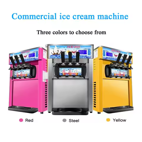 220V 50Hz 1200W ice Cream Machine Soft Fridge Machine Commercial Soft Ice Cream Maker Small Three-co