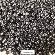 100pcs - Black Square Letter Beads/ Square Letter Beads Letter Beads