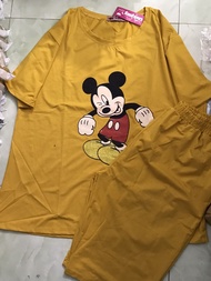 [ Bigsize 45-85kg ] Đồ bộ mặc nhà nữ lửng ngố bigsize thun cotton set ngủ bigsize đẹp dễ thương đi c