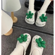 Crocs crocs crocs Hole Shoes Accessories Shoe Buckle Three-Dimensional Cute Down Green Flower ins Ho
