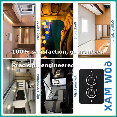 DC 12V RV LED Dimmer Switch, 2 Gang PWM RV LED Dimmer, for Travel Trailers, Marine, Van, Trucks-A86Z