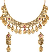 18K Gold Plated Indain Wedding Bollywood Brass Jewellery Set With Earrings Glided with Uncut Polki Kundan (MC026-29)