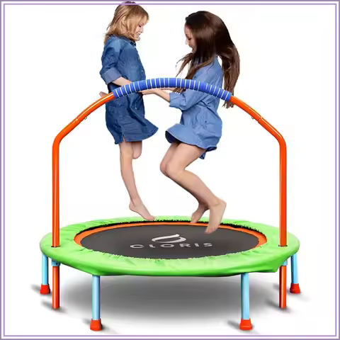 38in/48in Folding Trampoline - Max Load 220lbs/450lbs, Adjustable Foam Handle, Safety Padded Cover, 