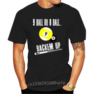 New Men tshirt Billiards Pool Players 9 ball or 8 ball rackem up tshirt   T Shirt men T-Shirt tees t
