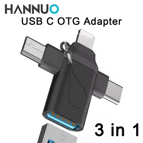 HANNUO 3 in 1 OTG Adapter USB3.0 to Micro USB/Type C Converter For iphone Xiaomi Samsung Mouse Keybo
