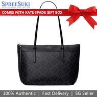 Kate Spade Handbag In Gift Box All Day Spade Flower Tote Bag Black # KO142