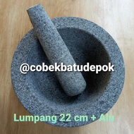 22cm Real Stone Mortar+Pestle On Mountain Stone Lathe