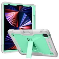 全城熱賣 - 通界者 硅膠+PC防摔平板保護殼 適用於iPad Pro 12.9 inch 2021 / 2020 / 2018（薄荷綠+灰）