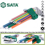 SATA 9Pcs Colorful Portable Extra Long Torx Key Set 09702CH