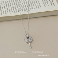 French Amethyst Perfume Bottle Diamond Necklace Female Fashion High-End Brushed Clavicle Chain Retro