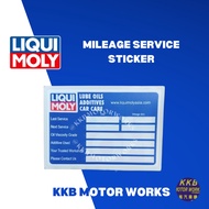 Mileage Service Sticker / Liqui Moly Genuine Sticker / Engine Oil / Brake Fluids / Transmission Fluids Service Reminder