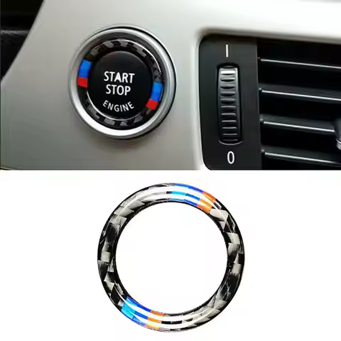 Car Engine Start Stop Button Stickers For BMW E90 E92 E93 Z4 E89 2009-2012 Carbon fiber Car Accessor