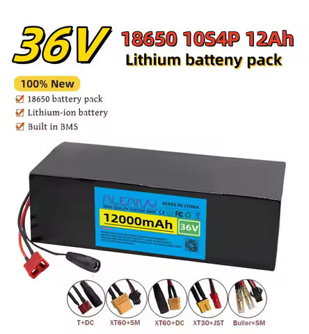 36V 12Ah 10S4P Lithium Battery Pack Waterproof PVC Battery, High Power For 200W 400W 500W 800W Motor