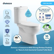 Domaco x Cassanova 8002 Strong Rimless Flushing w/ Nano & Anti-bacterial Coated Toilet Bowl