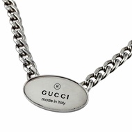 Excellent condition ▼ GUCCI 797142 Trademark Oval Plate Chain AG925 Necklace Silver Made in Italy We