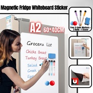 60x42cm Flexible Magnetic Dry Erase Whiteboard for Refrigerator, Reusable Blank Memo Board & Daily P