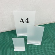 ป้ายตั้งโต๊ะ แนวตั้ง  แบบสอดกระดาษใส่ ขนาด A4 A5 A6 ป้ายชื่อ กรอบรูปอะคริลิค ป้ายตั้งโต๊ะ ป้ายเมนู