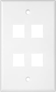 ENERLITES 4-Port Keystone RJ45 Wall Plate Cat7 Cat6 Cat5 Compatible, for Voice/Data and Audio/Video