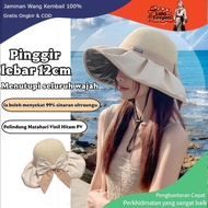 Salutan Gel Hitam Funky Hat Topi matahari pelindung UV Nelayan Bertepi Lebar Pilihan Pertama Untuk P