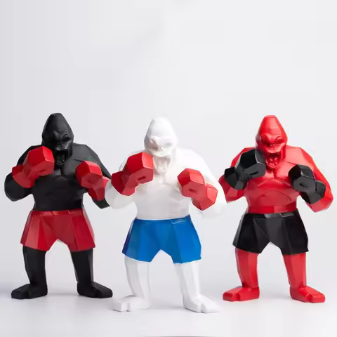 Boxing King Kong Sculpture Gorilla Animal Living Room Decoration Geometric Modern Sport Monkey Statu
