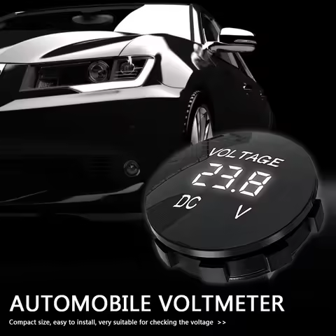 DC 5V-48V Round Voltmeter Car LED Panel Digital Voltmeter Tester Monitor Battery Capacity Display Vo